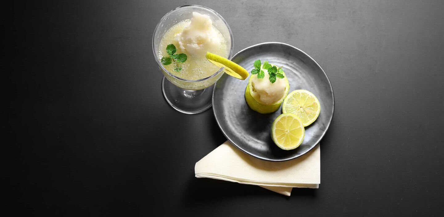 Zitronen-Prosecco mit Sorbet / Biopolar