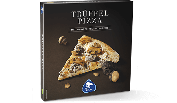 Pizzaschachtel, Pappkarton-Verpackung der Trüffelpizza von BioPolar