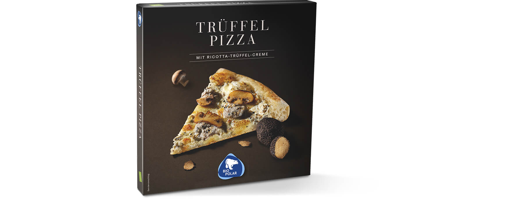 Packung der Trüffel Pizza