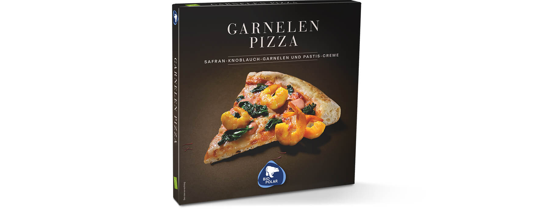 Karton Garnelenpizza