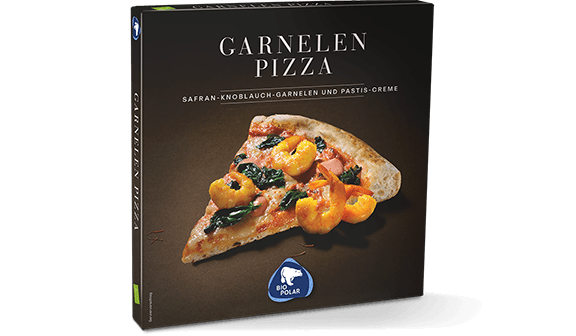 Karton Garnelenpizza
