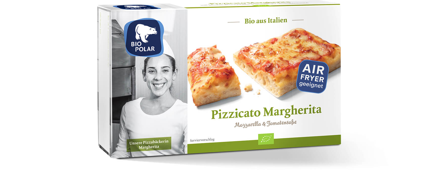 Verpackung Pizzicato Margherita mit Störer "Airfryer geeignet"