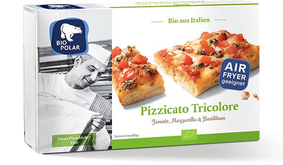 Verpackung Pizzicato Tricolore mit Störer Airfryer geeignet