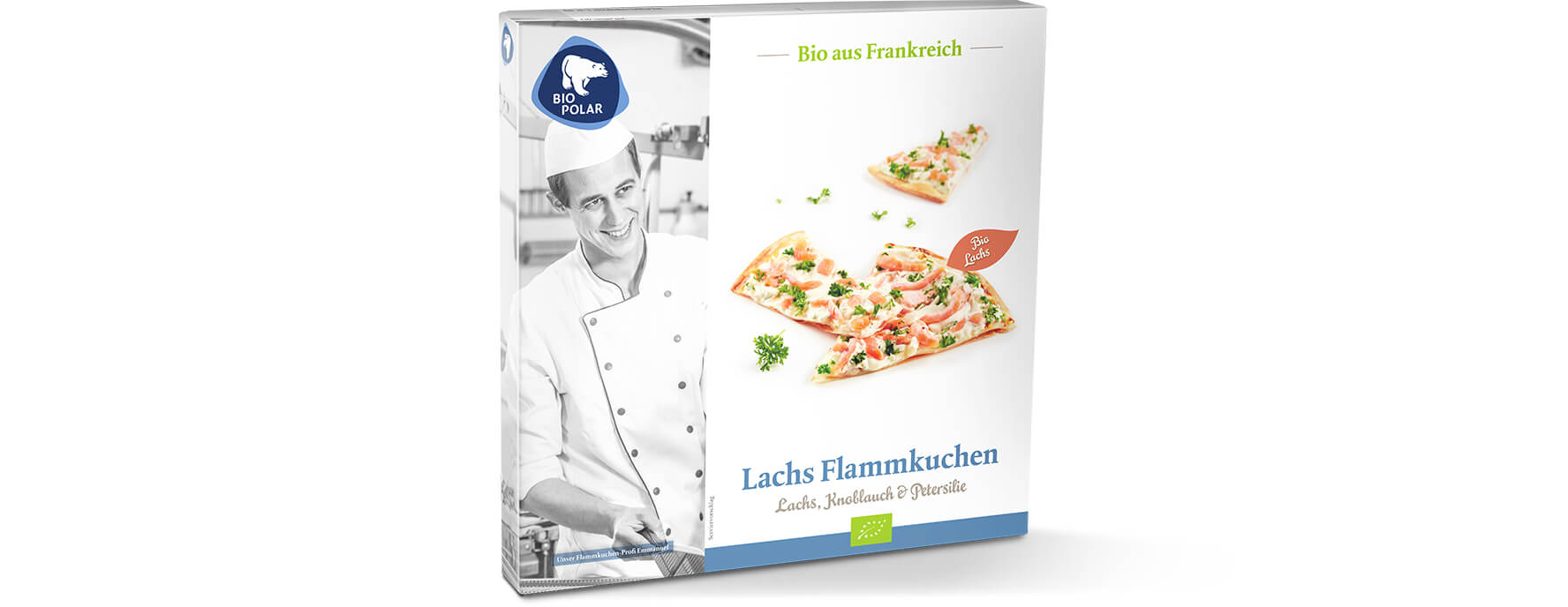 Verpackung des BioPolar Lachsflammkuchens